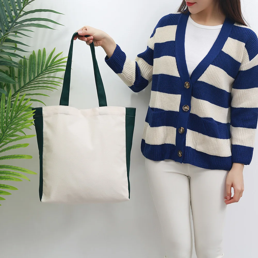 

Women Canvas Shopping Bag Cartoon Print Female Cotton Cloth Shoulder Bag Eco Handbag Tote Reusable High Capacity Customized Logo