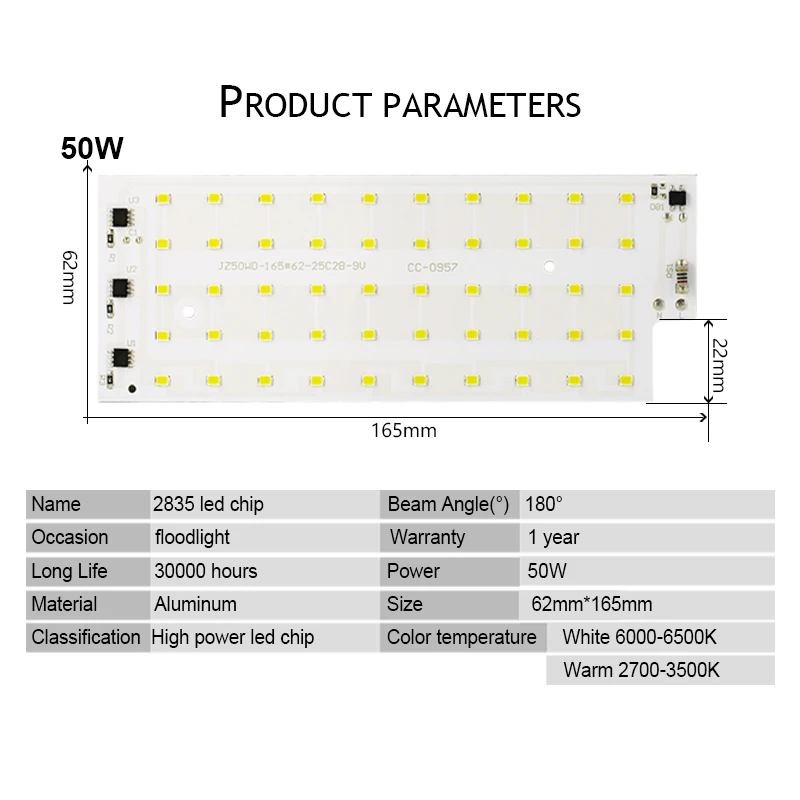 Светодиодный чип диод 50 Вт прожектор светильник SMD2835 AC220 230V 240V шарик умная ИС