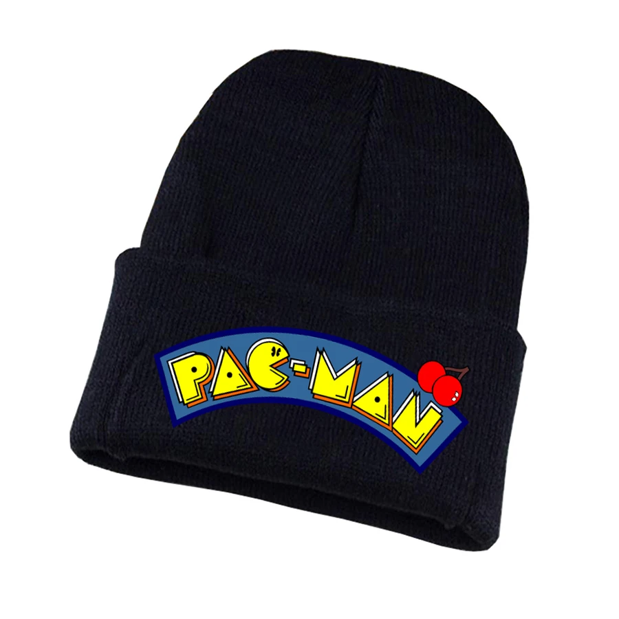 Игра Pacman вязаная шапка для косплея унисекс принт Для Взрослых Повседневная хлопковая шапка для подростков зимняя вязаная шапочка