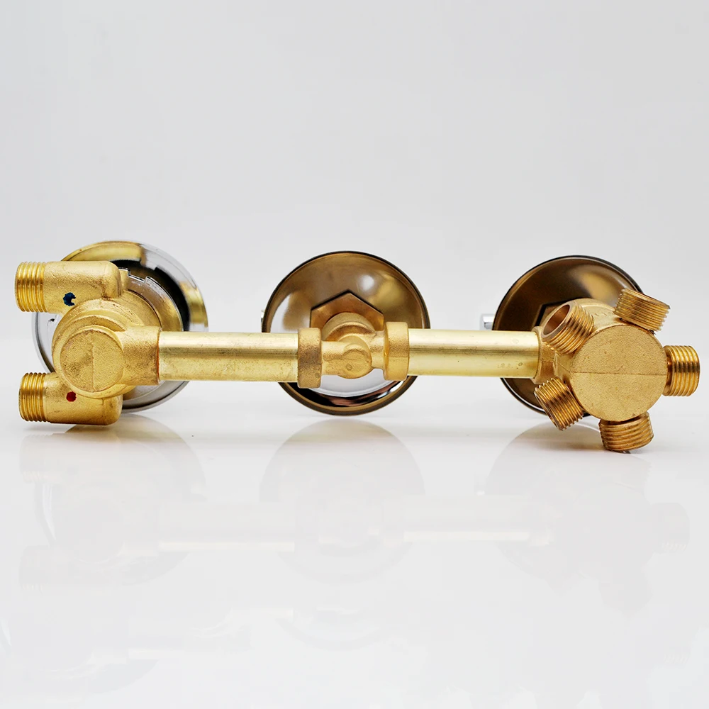 one piece brass thermostatic shower valve mixer shower column diverter valve for bathroom shower bath 2345 output free global shipping