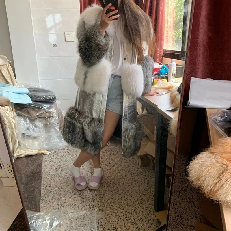 

fox ladies coat real long women fur natural outwear