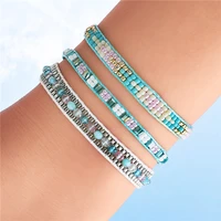 bluestar 3pcs women handmade braided charm bangle female bohemian woven crystal bead miyuki bracelets