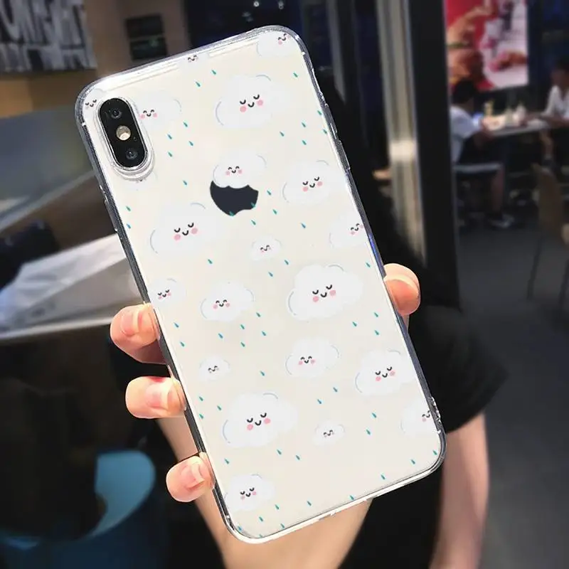 

Clouds pattern aesthetics Phone Case Transparent soft For iphone 5 5s 5c se 6 6s 7 8 11 12 plus mini x xs xr pro max