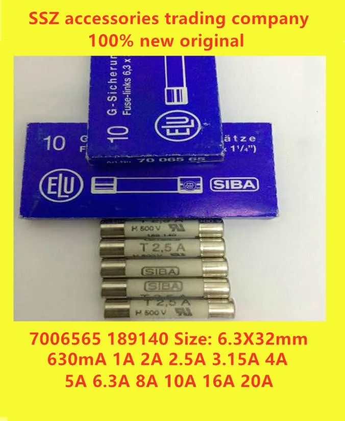 5 шт. сделано в Германии SIBA 7006565 предохранитель 189140 H500V 630mA 1A 2A 2.5A 3.15A 4A 5A 6.3A 8A 10A 16A