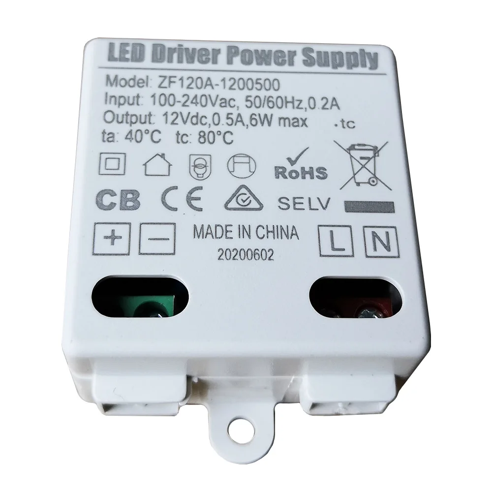 ZF120A 1200500 Светодиодный драйвер питания постоянного напряжения 6 Вт AC/DC адаптер для