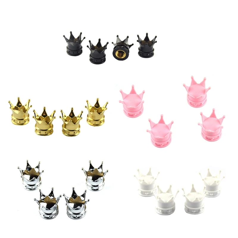 

4Pcs/Set Crown Car Tire Stem Caps Creative Metal Tyre Air Valve Cap Dustproof Covers for Auto Car Truck Motorcycle Bicycle