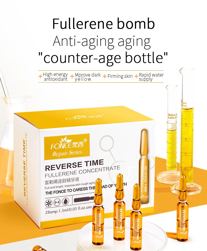 Fonce Fullerene оригинальная Увлажняющая сыворотка для лица 28 бутылок Осветляющий укрепляющий Осветляющий мелкий ампул