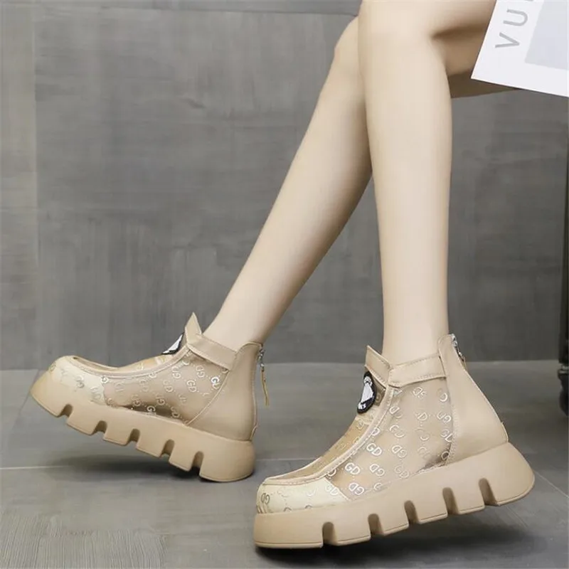 

New goddess sandals fashion mesh high-top breathable thick-soled non-slip lightweight comfortable casual sandals women