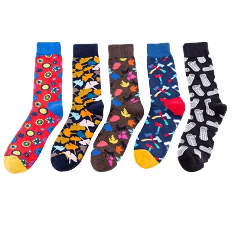 

10 Pairs/Lot Autumn Winter Men's Combed Cotton Socks Street Skateboard Personality Forest Series Manufacturers Socks Wholesale
