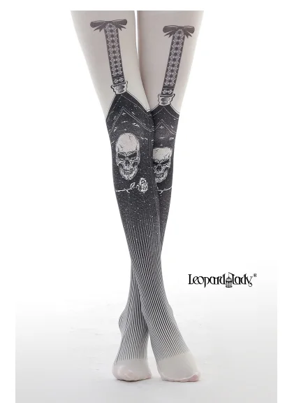 New Arrival! Personality Girl Skull Sling Print Pantyhose Cool Pattern Heart Pattern High Street Pantyhose