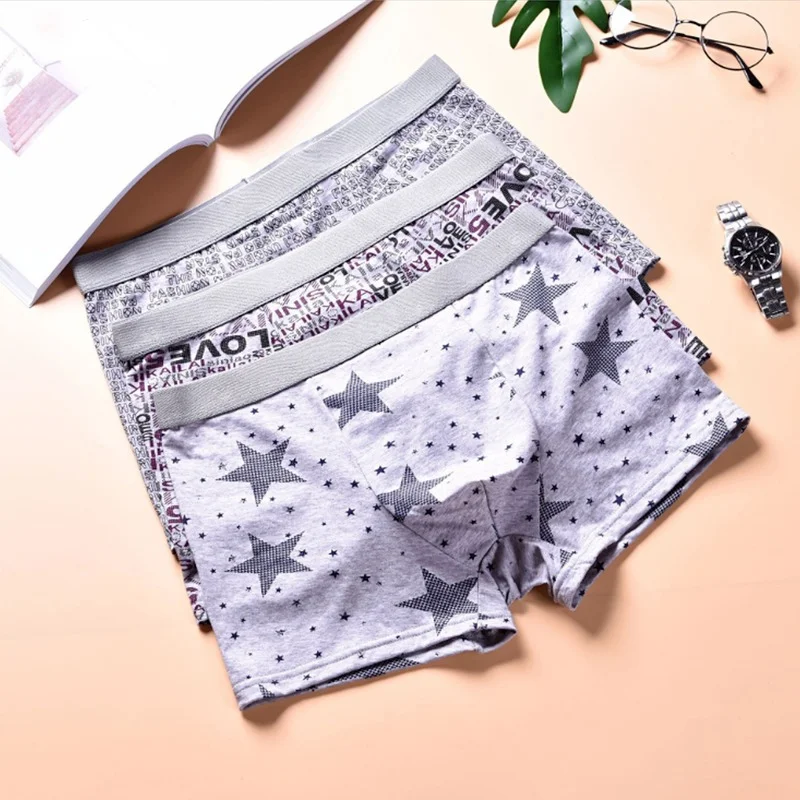 

Мужское нижнее белье, новинка, хлопковое нижнее белье с буквенным принтом, дышащие боксеры для живота, свободные боксеры на талии, трусы