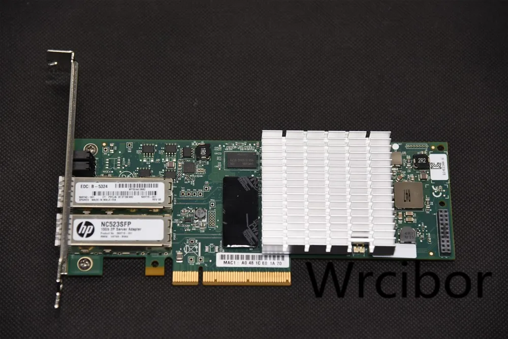 HP NC523SFP QLE3242 двойной порт 10GbE 593742 001 593715 PCI E NIC сетевой адаптер 2*3 м SFP кабель|Сетевые