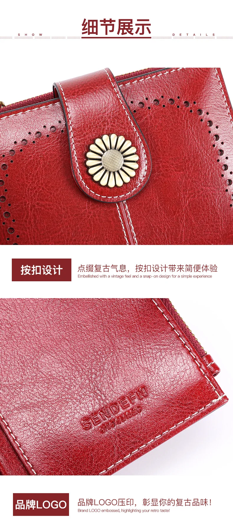 

ShenYanFineLife. Ladies short purse.leather wallet.Multi-function wallet card bag.-037