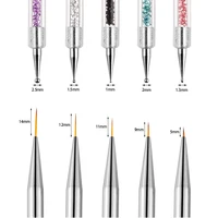 5 pcssets nail art pen 2 in 1 double ends dotting drawing painting uv gel liner polish brush set nail art dotting tools diy
