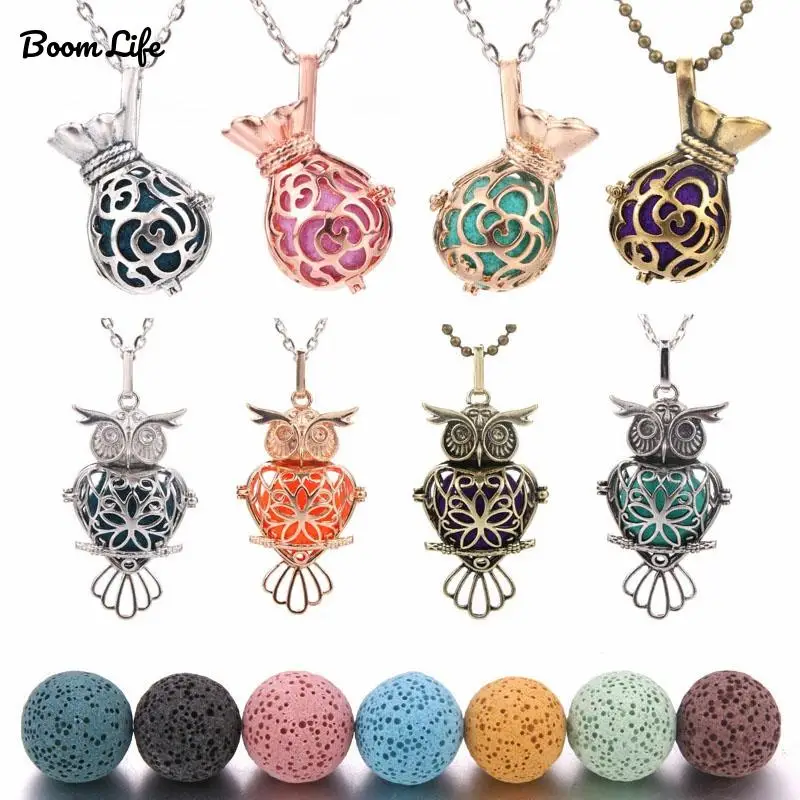 1 шт. ожерелье с медальоном в форме совы круглый шар кулон камень из вулканической