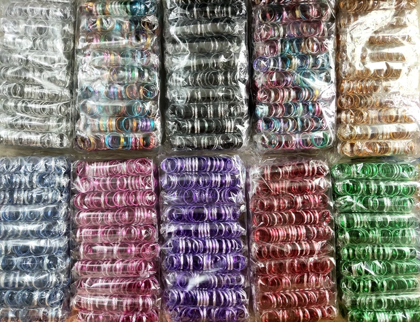 1000pcs/lot Wholesale 10 Colors Top Mixed kids Girls Women's Aluminum Ring Colorful Jewelry |