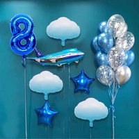 birthday balloon set blue airplane theme 1 2 3 4 5 6 7 8 9th birthday metal balloon set 32 inch digital party decoration balloon