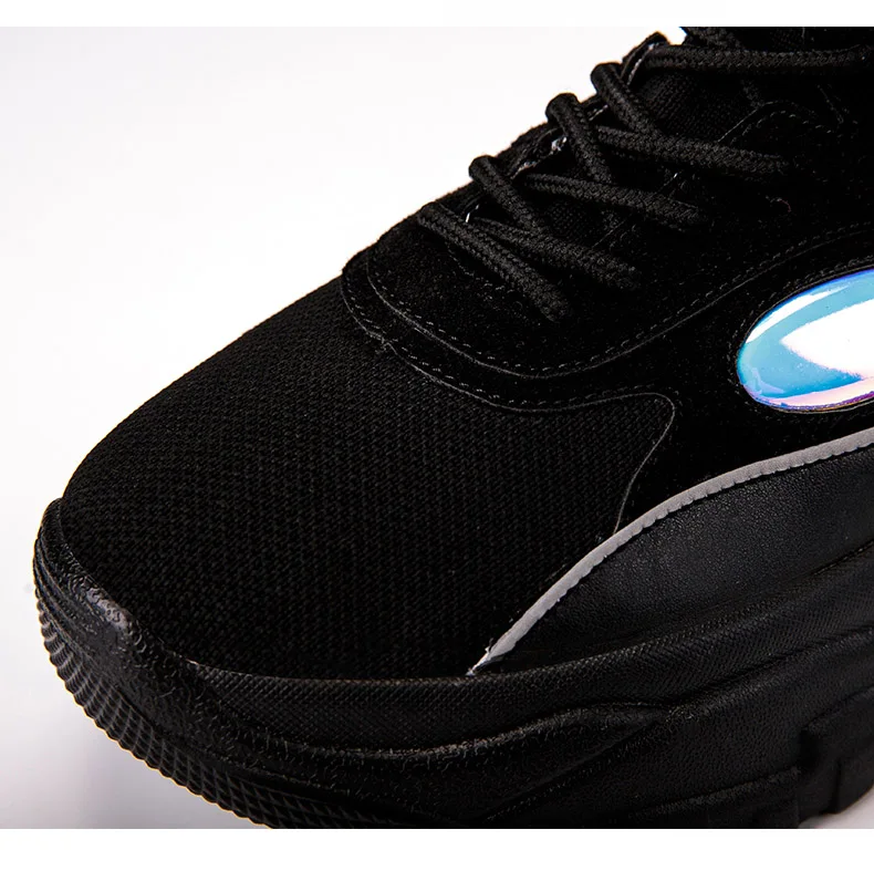Новинка; высокие кроссовки на платформе; Женские Блестящие ботильоны; женская обувь унисекс; резиновая обувь, визуально увеличивающая рост, на шнуровке; сезон весна