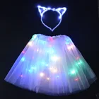 Детская светящаяся юбка-пачка для вечеринки принцессы для девочки светодиодная юбка с повязкой на голову Корона кошка лиса сказочный костюм свадебное украшение Косплей