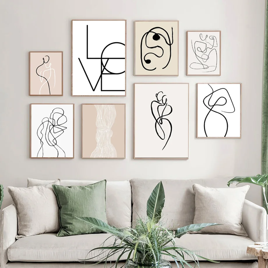

Abstract Lines Couple Hug Love Minimalist Wall Art Canvas Painting Nordic Posters And Prints Wall Pictures For Living Room Decor