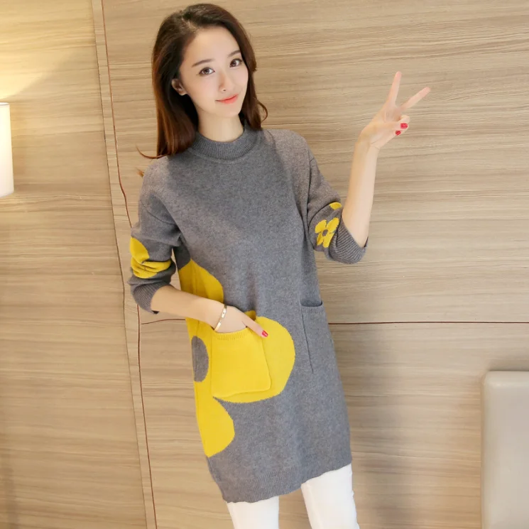 2020 осеннее трикотажное платье свитер Женское зимнее пуловер с длинным рукавом