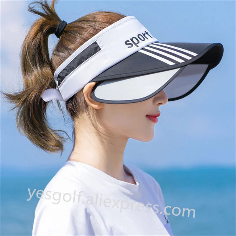 

Golf Hat Summer Sunscreen Hat Korean version of UV protection face without top pull plate, empty top retractable sun hat