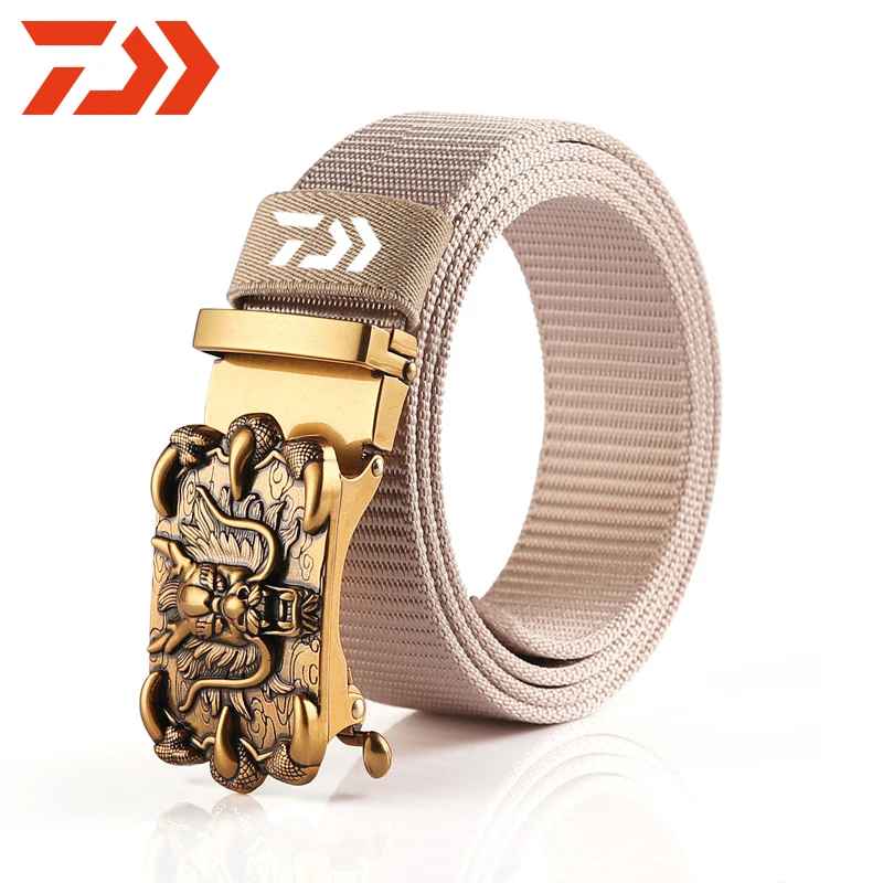 

2020 Daiwa New High-grade Pure Nylon for Men China Dragon Bronze Toothless Automatic Alloy Buckle Belt Outdoor Strong Belt