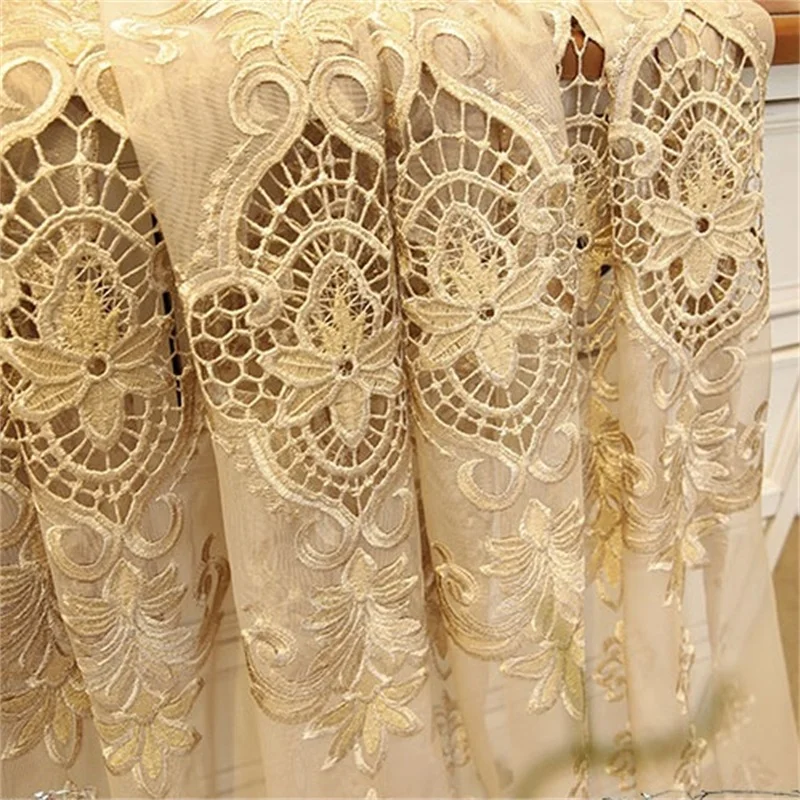 Европейские королевские Роскошные бежевые тюлевые шторы для спальни оконные