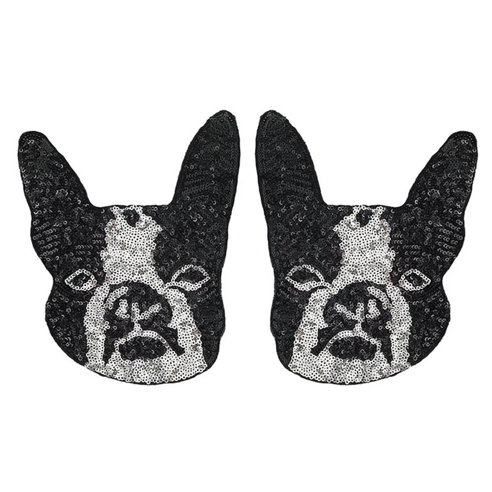 1 Pair Of Sequined Embroidered Dog Patch Sewing Appliques Clothes Badge Stickers DIY Fashion For Jeans Jacket Decoration Craft