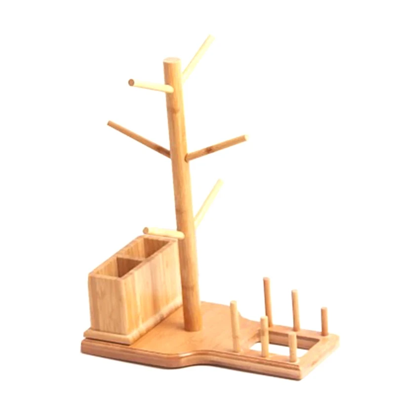 

Подставка для чашек, 6 крючков, набор для хранения чайного сервиза, деревянная полка, кухонная сушилка для хранения, держатель для бокалов, к...