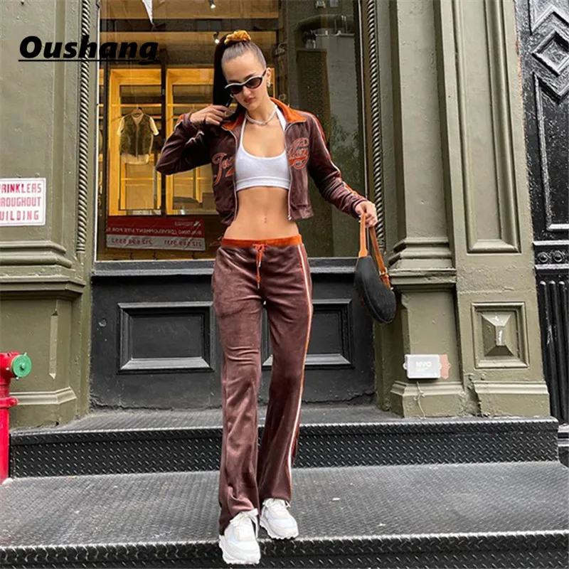 

Женский комплект из 2 предметов, осенний спортивный костюм в полоску с надписью