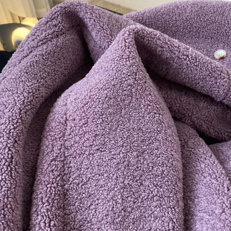 Lamb Wool Coat Lapel Fur One-piece Two-wear Winter New Style Korean Fashion Casual Warm Long Coat Women Full Pelt Wide-waisted