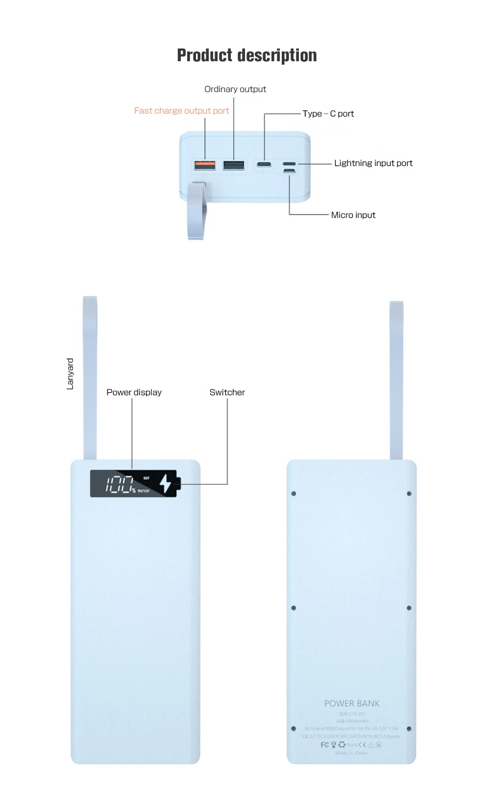 Зарядное устройство для аккумуляторов 16*18650 с двумя USB-портами и ЖК-дисплеем |
