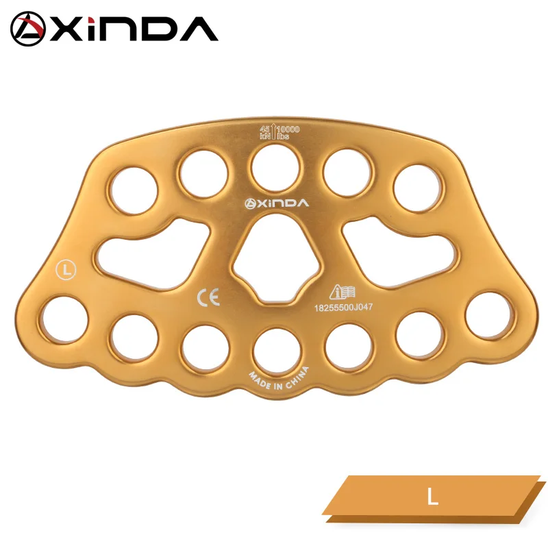 Golden 12 hole XINDA профессиональный аксессуар разделенная веревочная пластина разделяющая 4 отверстия силовая пластина для улицы с четырьмя отверстиями оборудование для скалолазания - Цвет: Golden 12 hole