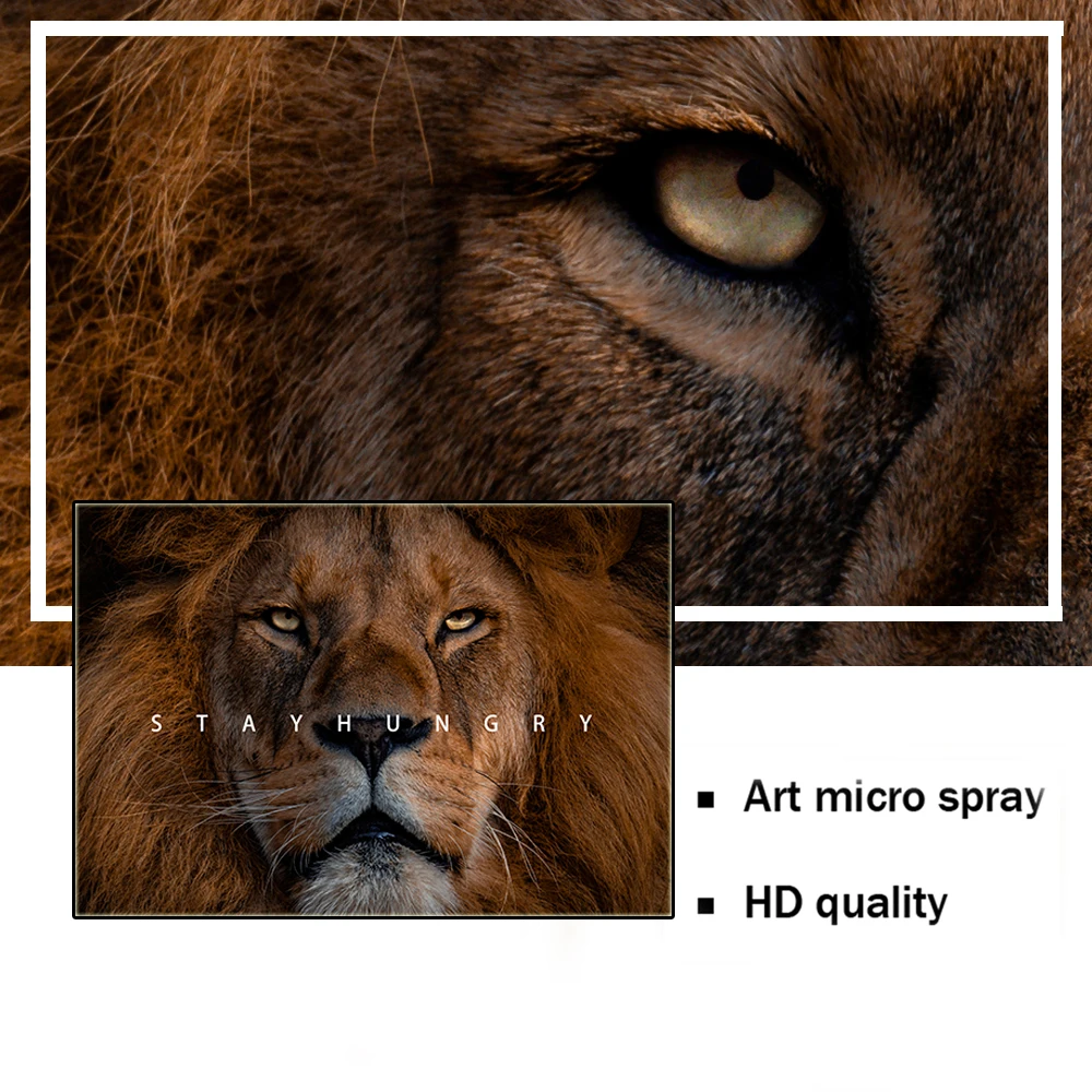 

Fierce Tiger Lion Modern Fashion African Art Canvas Painting Animals Motivational Quote Posters for Living Room Home Decoration