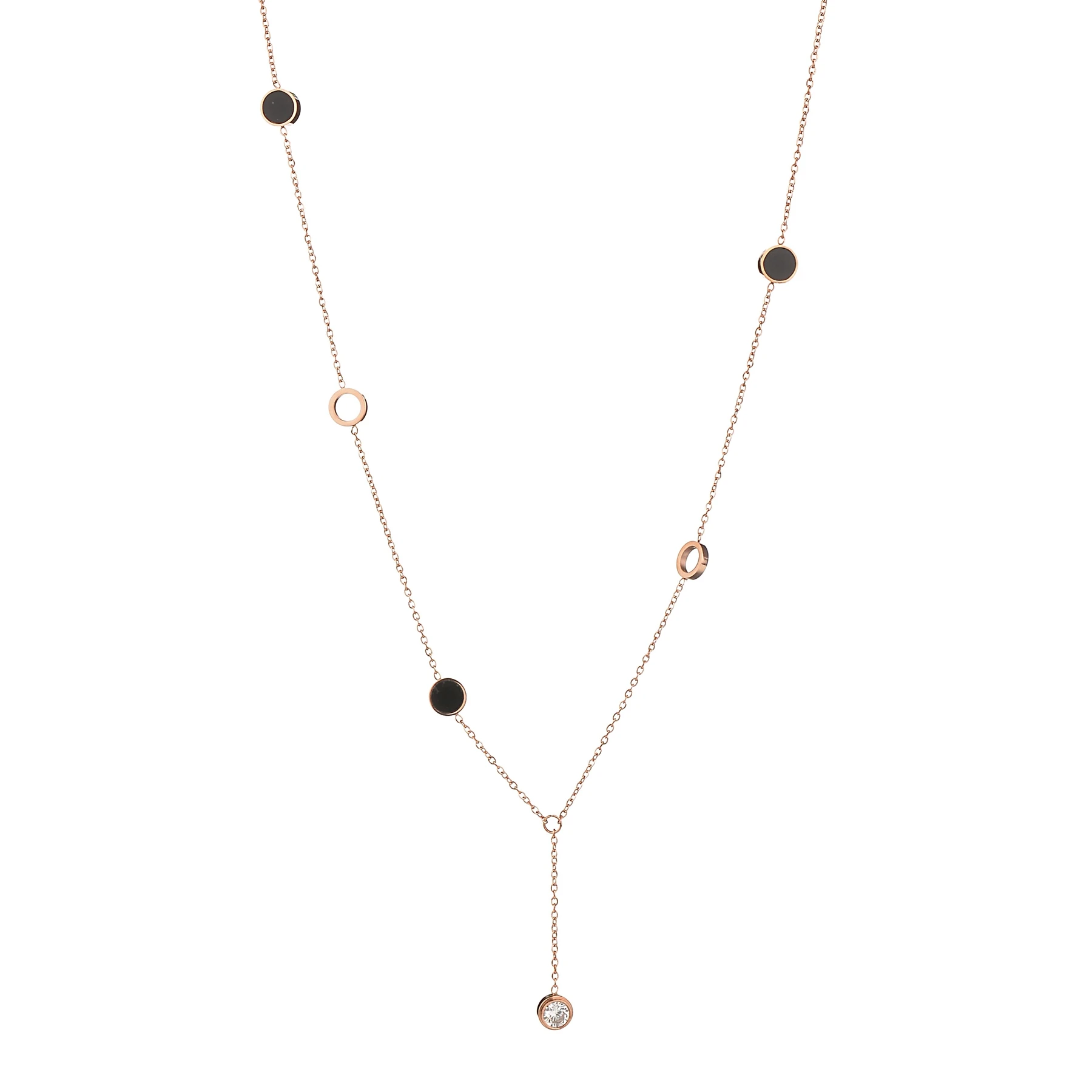 Модное кольцо из нержавеющей стали цепь ожерелья три круга простая Розочка