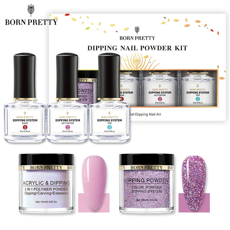 Набор порошков для ногтей BORN PRETTY 3 в 1 акриловый пигмент удлинения порошка