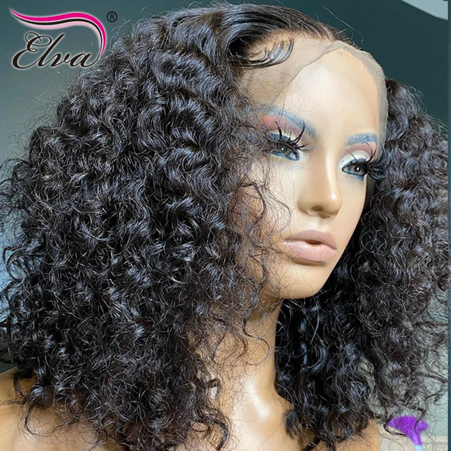 Вьющиеся передние парики из человеческих волос на сетке предварительно