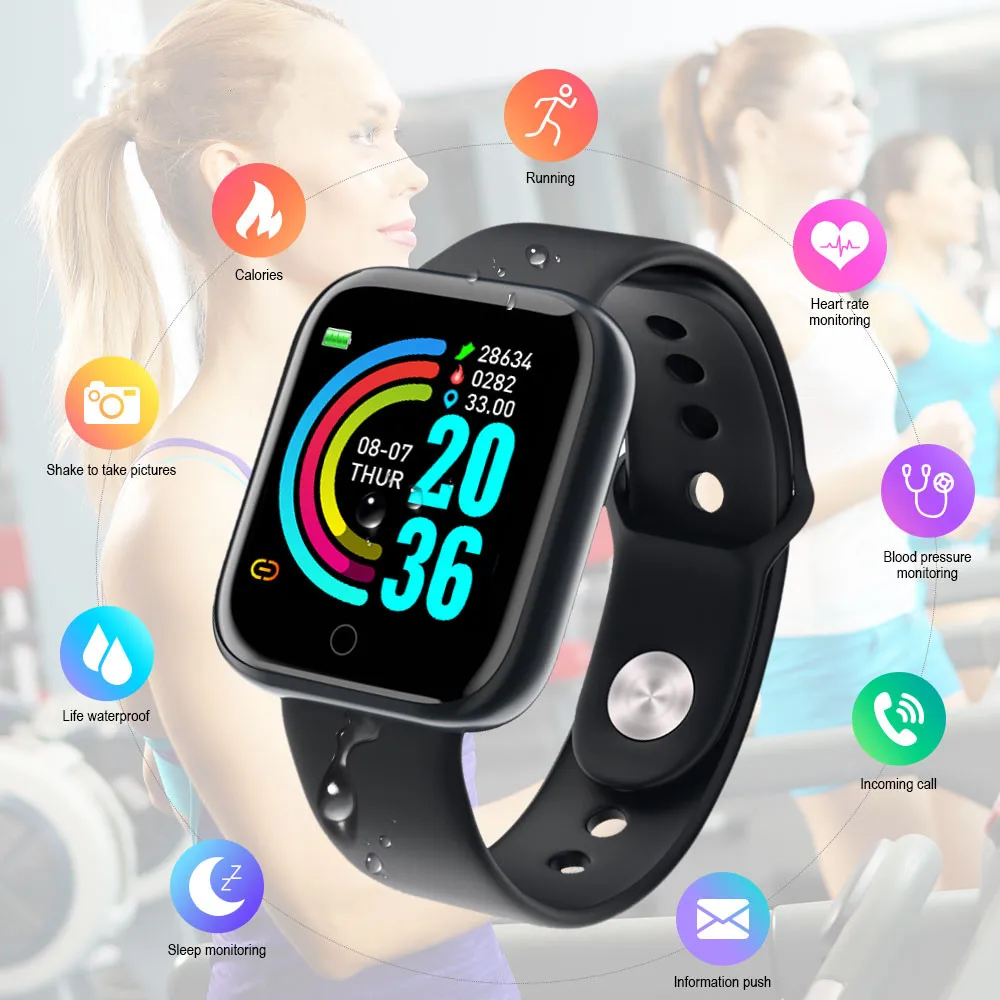 

D20 Smartwatch Y68 Bluetooth Fitness Tracker Sports Watch Heart Rate Monitor Blood Pressure Smart Bracelet For Android IOS Gifts