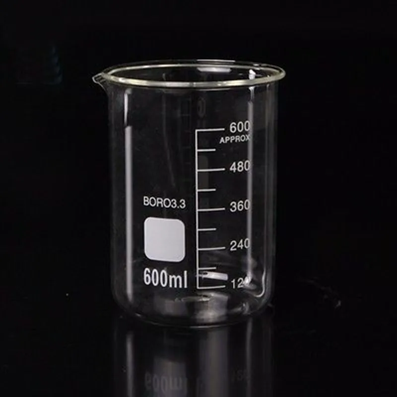 

600ml Low Form Beaker Chemistry Laboratory Borosilicate Glass Transparent Beaker Thickened with spout FREE SHIP