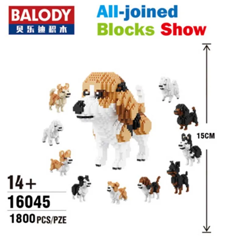 Balody 16043, мини милые строительные блоки для собак корги, кубики, игрушки для животных, пуделя, Модель Brinquedos Husky, игрушки для детей, прекрасные подарки - Цвет: 16045 No box