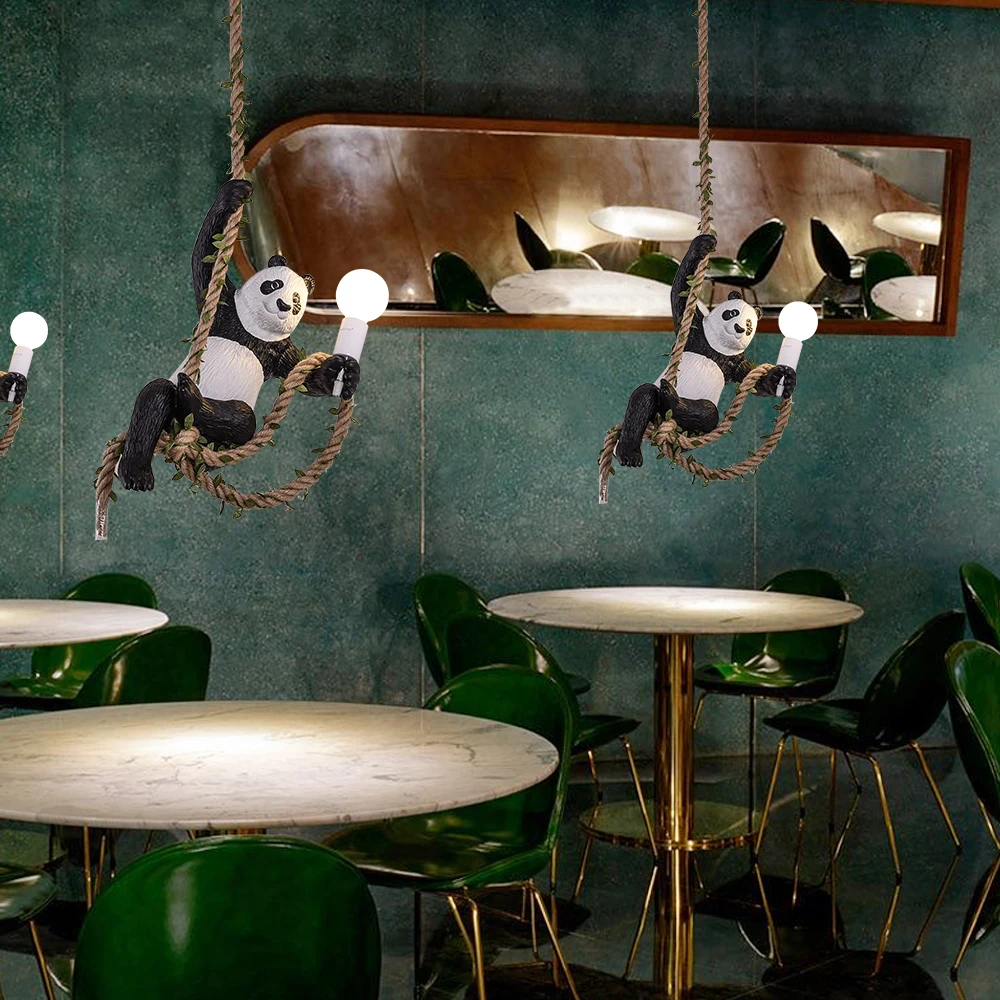 Креативный подвесной светильник из полимерной в форме панды стиле лофт