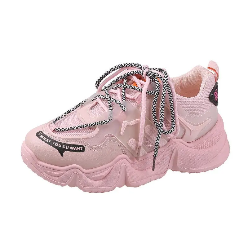 

Designer Breathable Sneakers Women Platform Casual Vulcanized Shoes Fashion Chunky Sneakers Basket Femme Lace-Up Dad Shoes 5cm