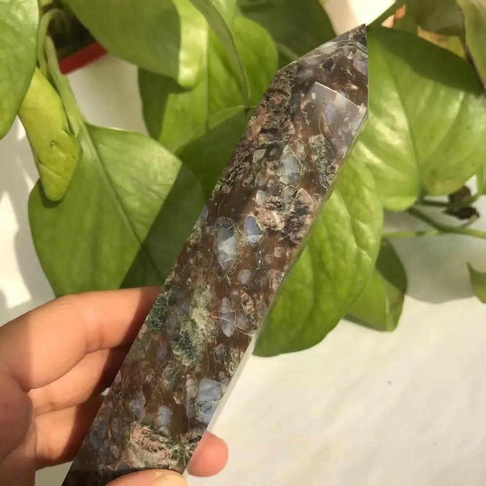 

Beautiful blue shimmering pillars of natural crystalline energy healing home furnishing presents