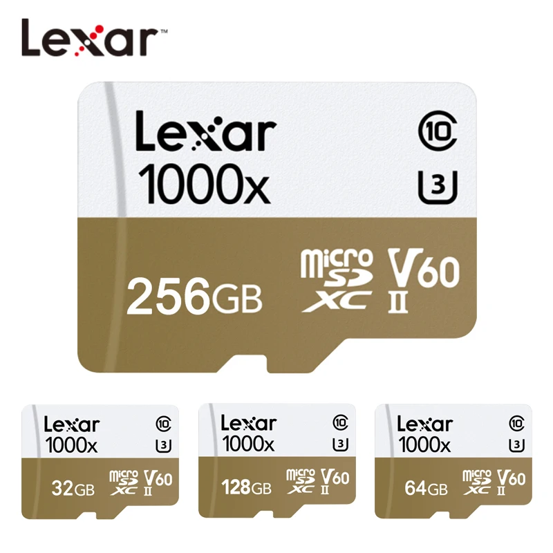 Lexar карты памяти 32 Гб 64 Гб 256 1000x Micro SD 150 МБ/с. C10 устройство для считывания с tf-карт для Камера