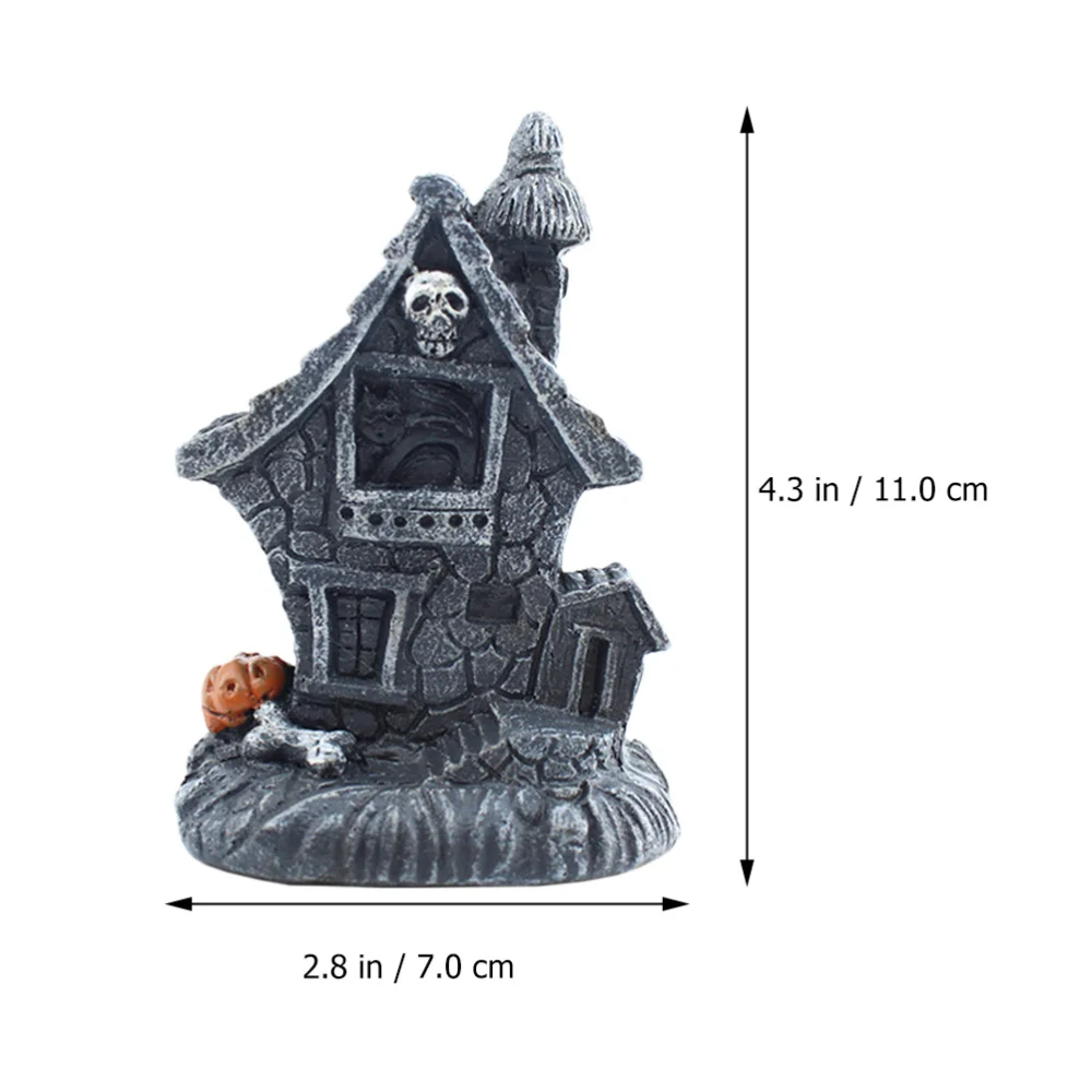 

2pcs Theme Haunted House Ornament with Lamp Home Decor (Black)