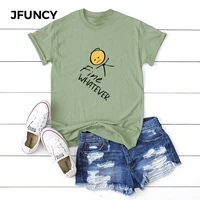 jfuncy women t shirt 100 cotton short sleeve funny emoticons print t shirt female summer tops tees femme