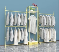 Display rack of high-end clothing store double hanging clothes rack floor type womens clothing store shelf