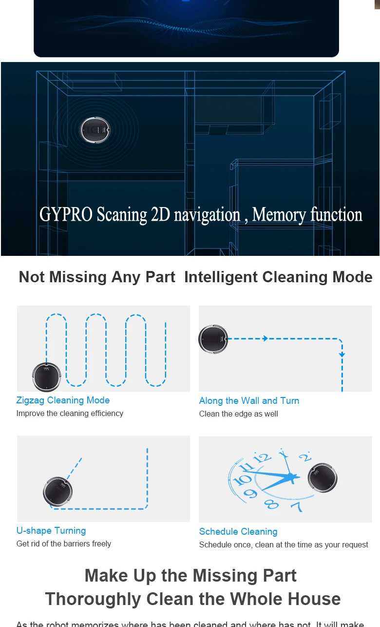 Q 8000 robotic vacuum cleaner AUTO floor cleaner 2D map Gyro navigation 1400 Pa vacuuming APP WIFI control dry wet mopping