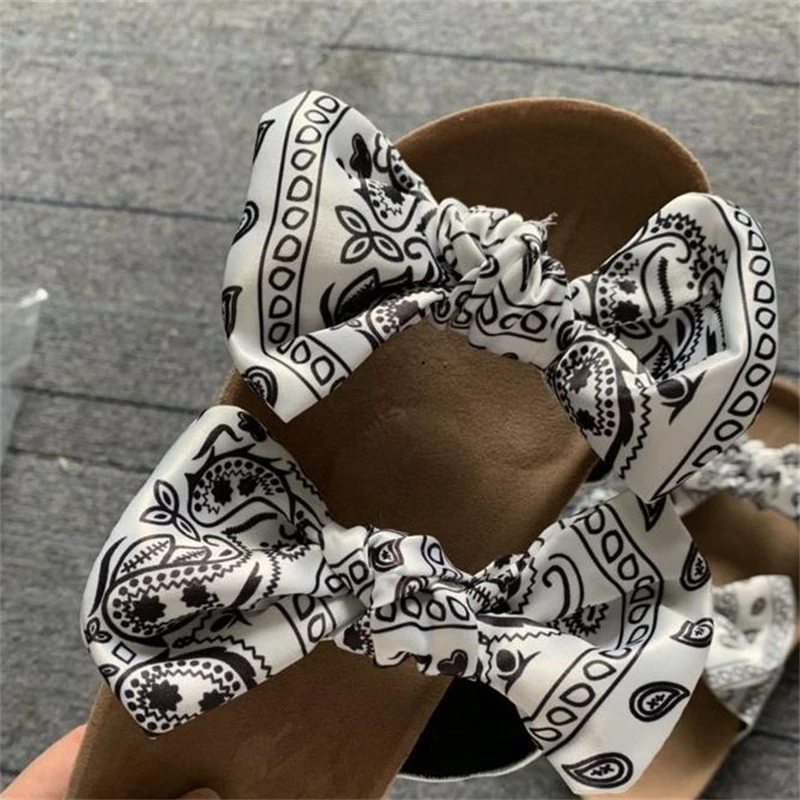 

Women Butterfly Knotted Soft Bottomed Slippers Tie Dye Printing Sandals Multicolour Wear Resisting Summer Flat Footwear Size 43